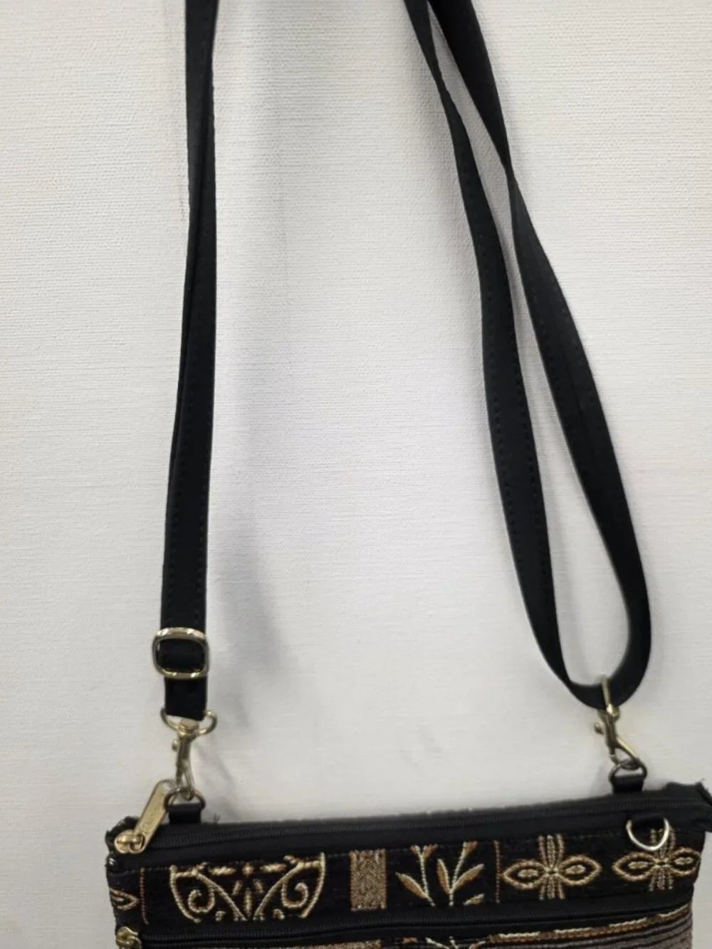 Danny K Beverly Hills USA Women’s Gold, Brown & Black Tapestry Crossbody Bag